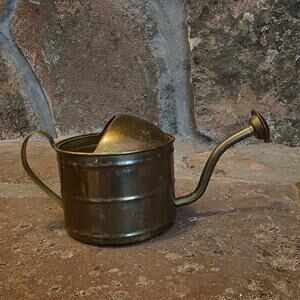 Mini Solid Brass Watering Can Gardener planter succulent patina cottagecore VTG